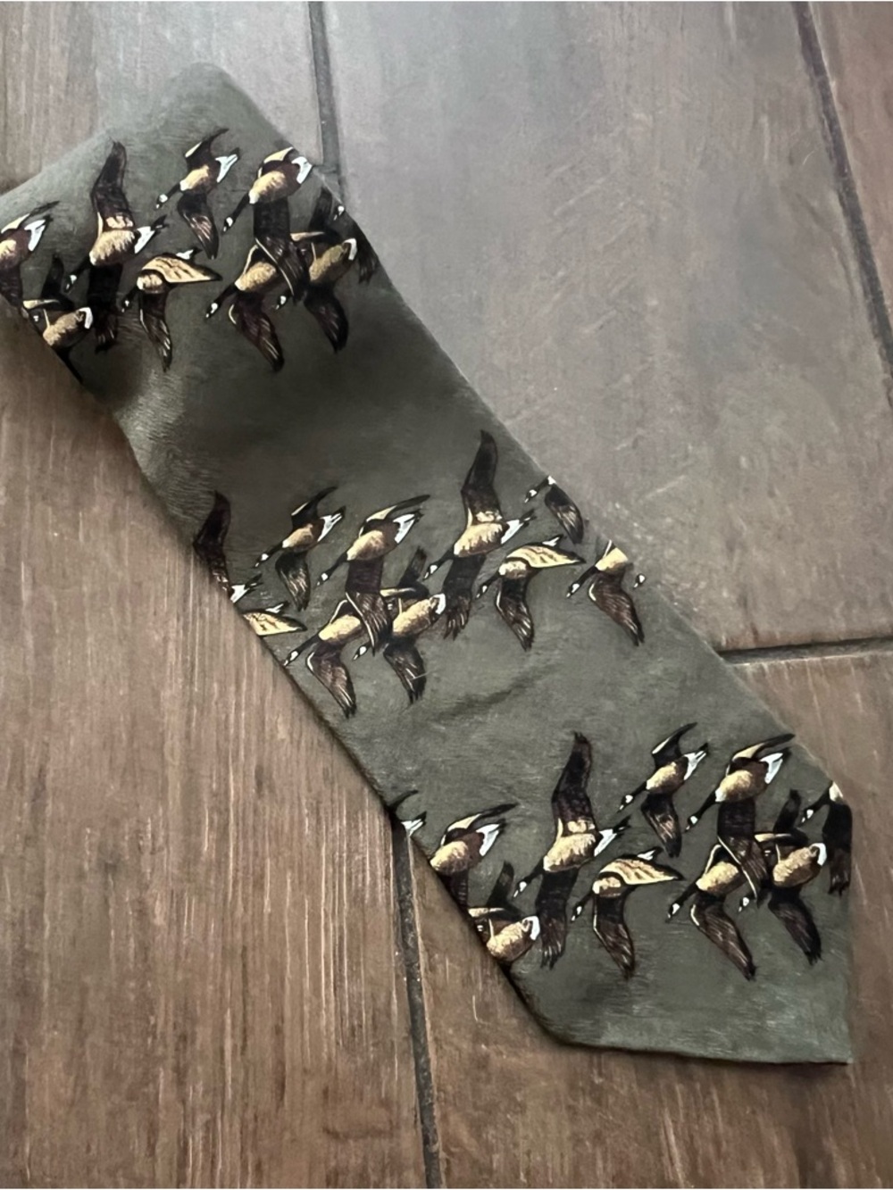 Field & Stream Brown Silk Tie with Geese